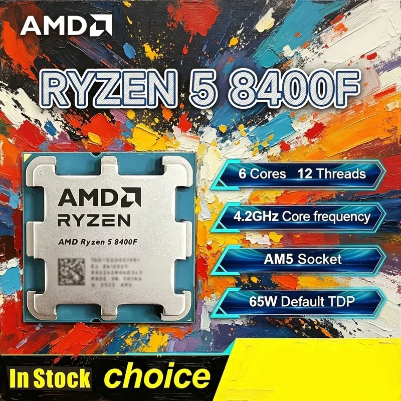 

Halcyon AMD Loose CPU Ryzen 5 8400F R5 8400F 6 Core 12 Thread 4.2GHz 4NM 16MB L3 65W AM5 DDR5 Without Fan