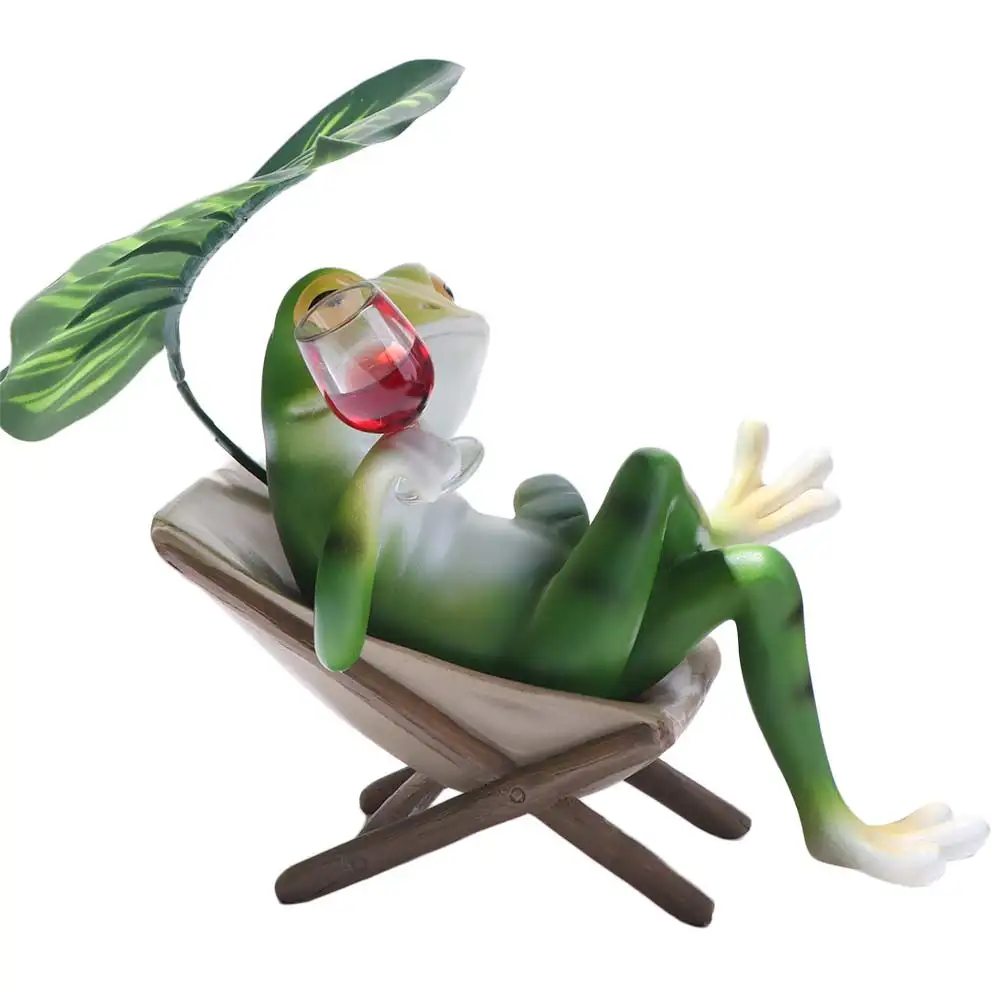 Crafts Resin Vacation Frog Ornament Cartoon Cute Animal Sculpture with Leaf Waterproof Miniatures Figurine Bonsai
