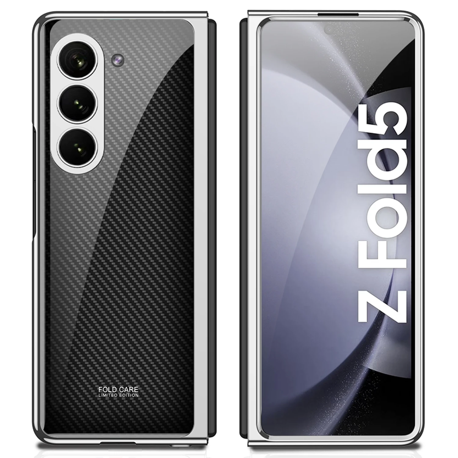 360 Degree Protective Painted Glass Case for Samsung Galaxy Z Fold 5 Luxury Plating Frame Glass Case For Galaxy Z Fold5 Case
