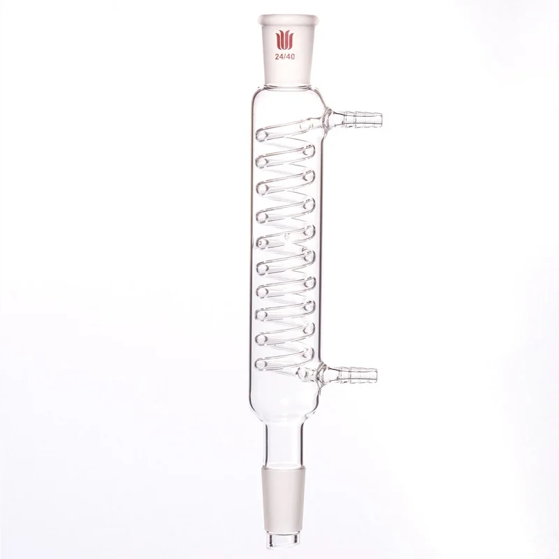 

SYNTHWARE Snake type condenser, Joint 24/40, Effective length: 200mm/300mm/400mm, φ 10mm small nozzle, Borosilicate glass