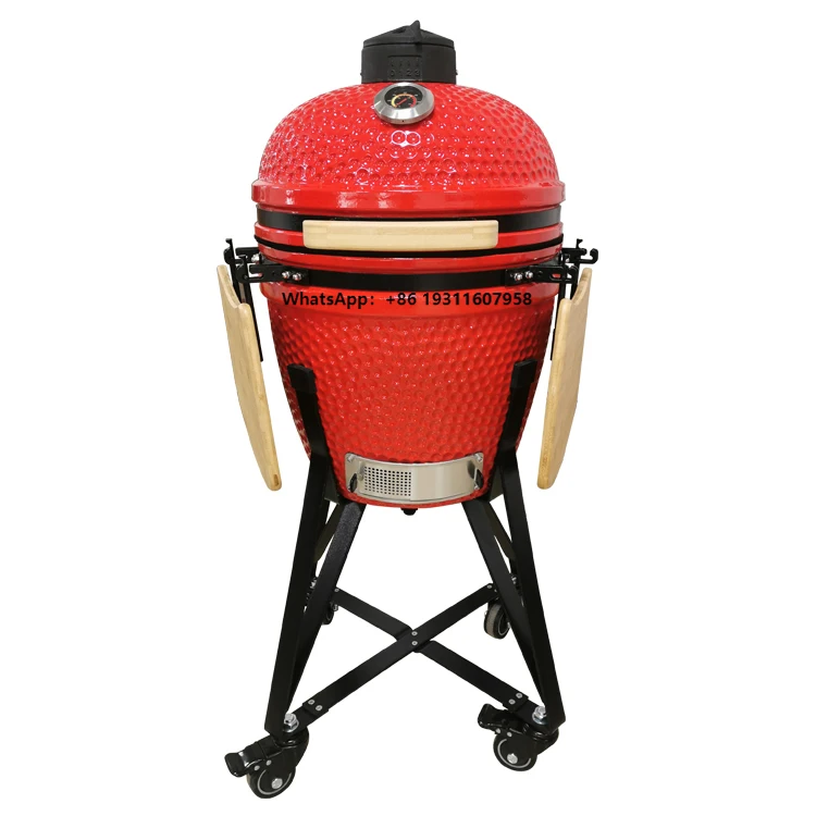 

TOPQ 18inch Kamado Cast Iron Ceramic Grill Charcoal BBQ Garden Supplies