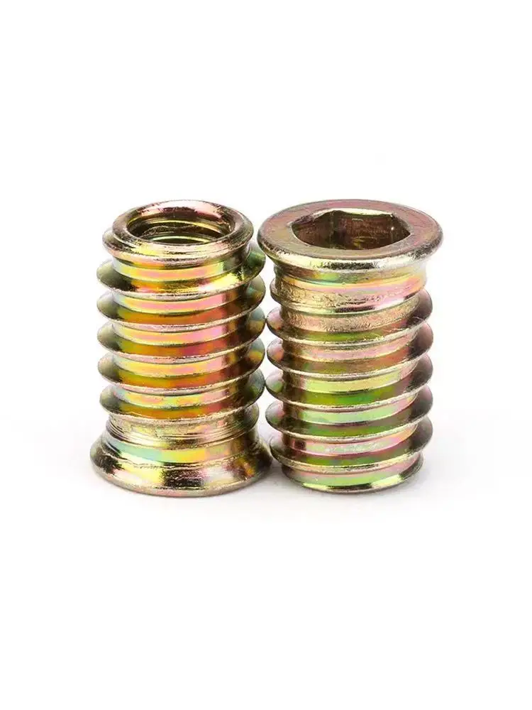 

100 шт. M6 M8 M10 сплав цинка железо внутри углеродистая сталь шестигранная головка приводная вставка гайки с резьбой для деревянной мебели