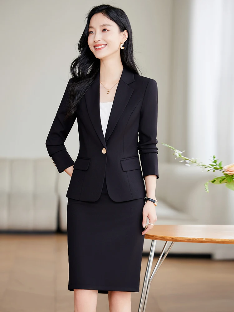 Professional short skirt suit for women, elegant temperament, unique design, new fashion, 2024 autumn and winter new style