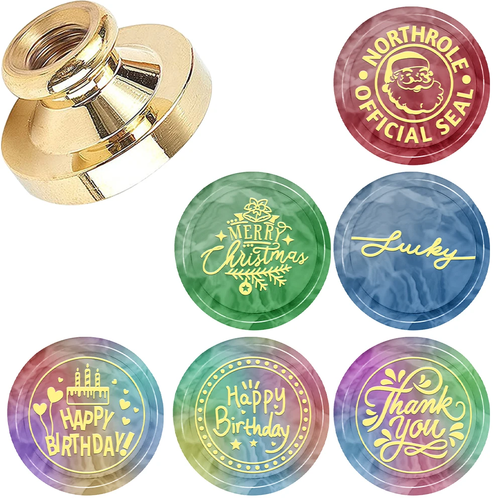 MERRY Christmas Happy Birthday,Thank you Wax Seal Stamp Interchangeable Brass Stamp Heads for Decorating Gifts and Greeting Card