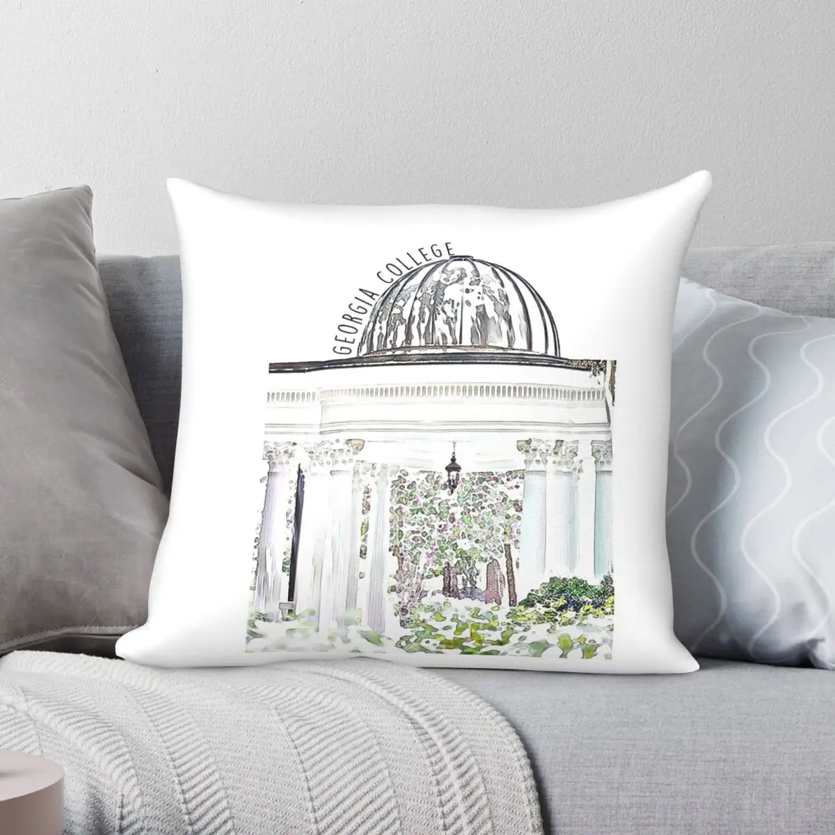 Georgia College & State University Square Pillowcase Polyester Linen Velvet Pattern Decor Throw Pillow Case Car Cushion Cover