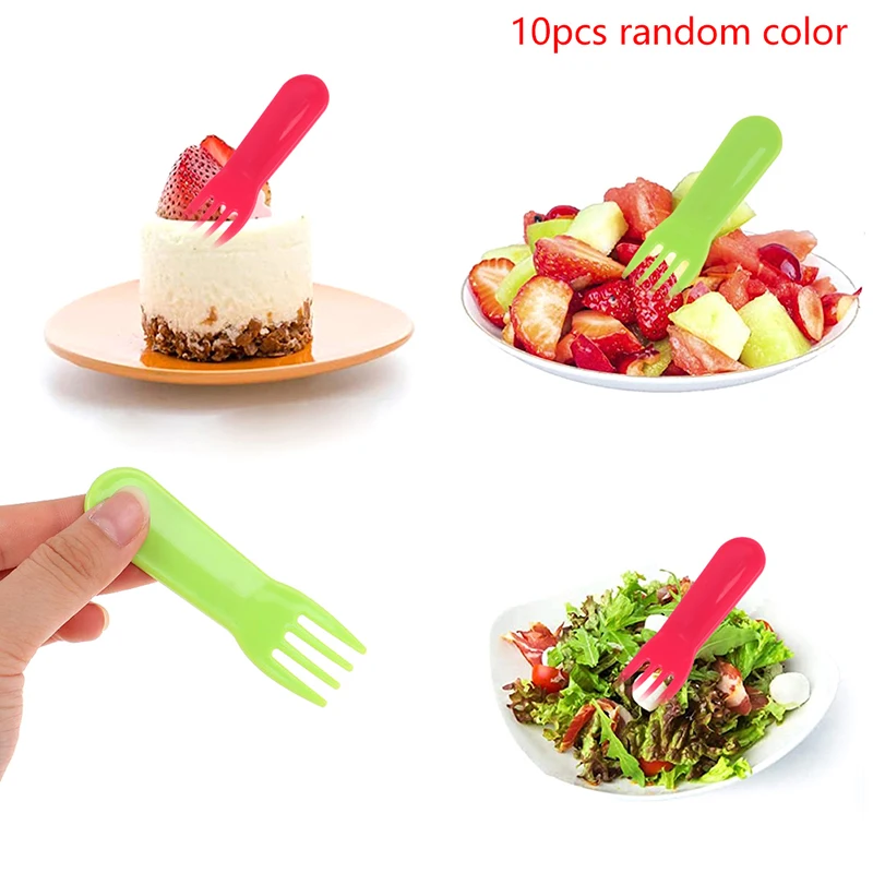 10pc Fruit Fork Mini Cartoon Children Cutlery Snack Cake Dessert Food Fruit Pick Toothpick Bento Lunches Party Decor