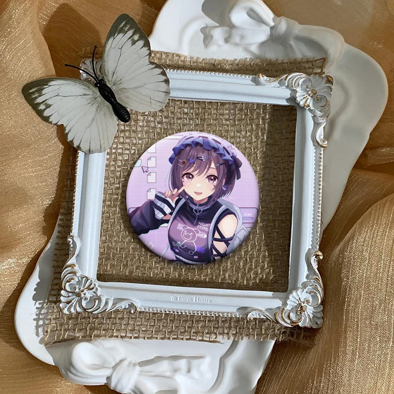 لطيف الكرتون فتاة شارة Shinonome Ena مشروع دبابيس على ظهره الملابس اليدوية دبابيس المينا المستديرة للمجوهرات هدية الإكسسوار