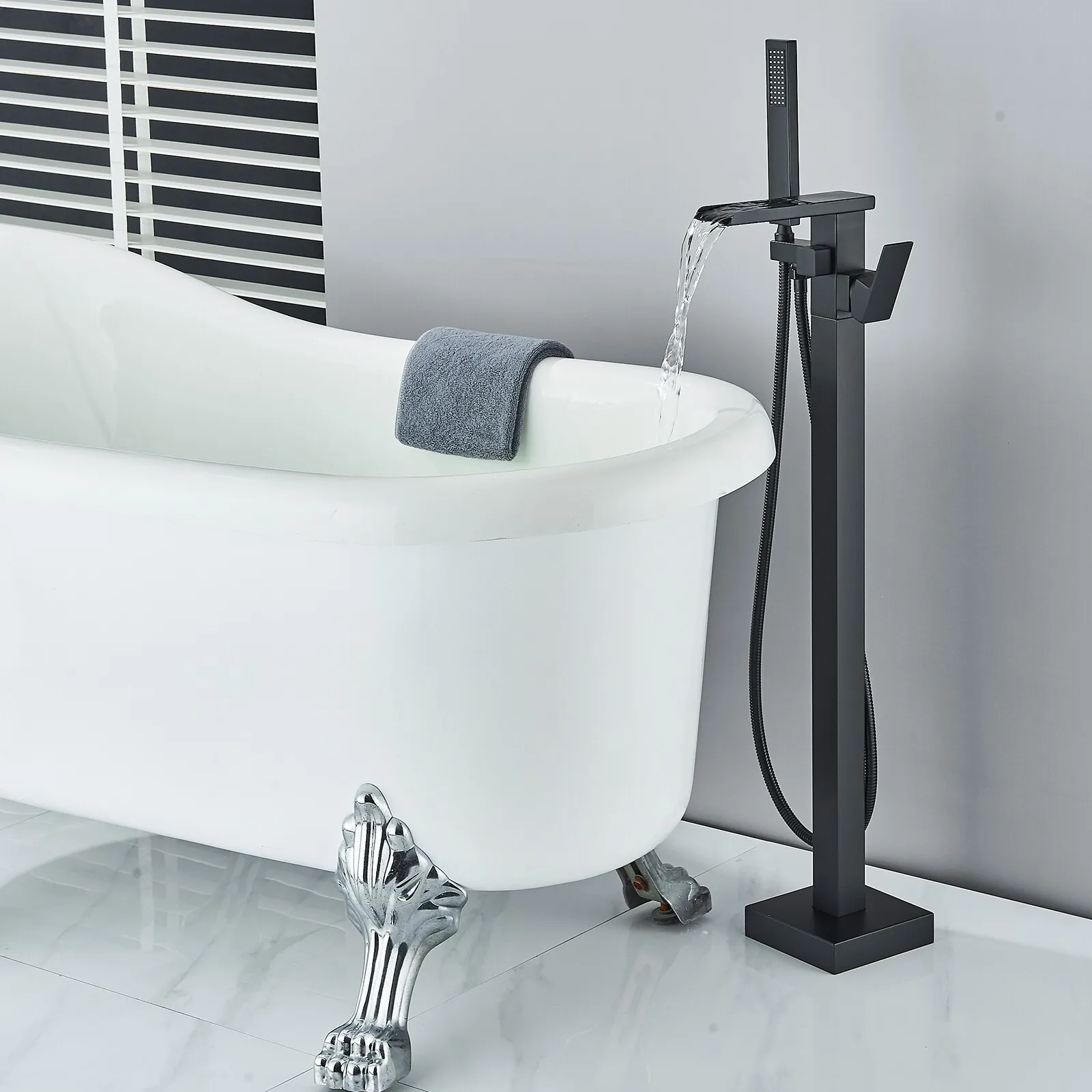 

Черный смеситель для душа с ручным распылителем, отдельно стоящий смеситель для ванны, наполнитель