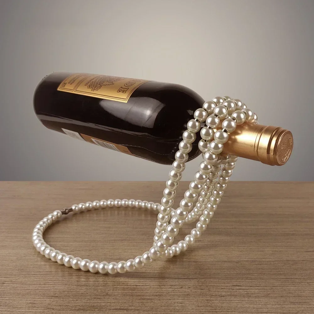 Pearl Necklace Wine Rack, Creative Magic Metal Resin, Hanging Suspension, Wine Bottle Holder, Home Desktop Decoration, Luxury