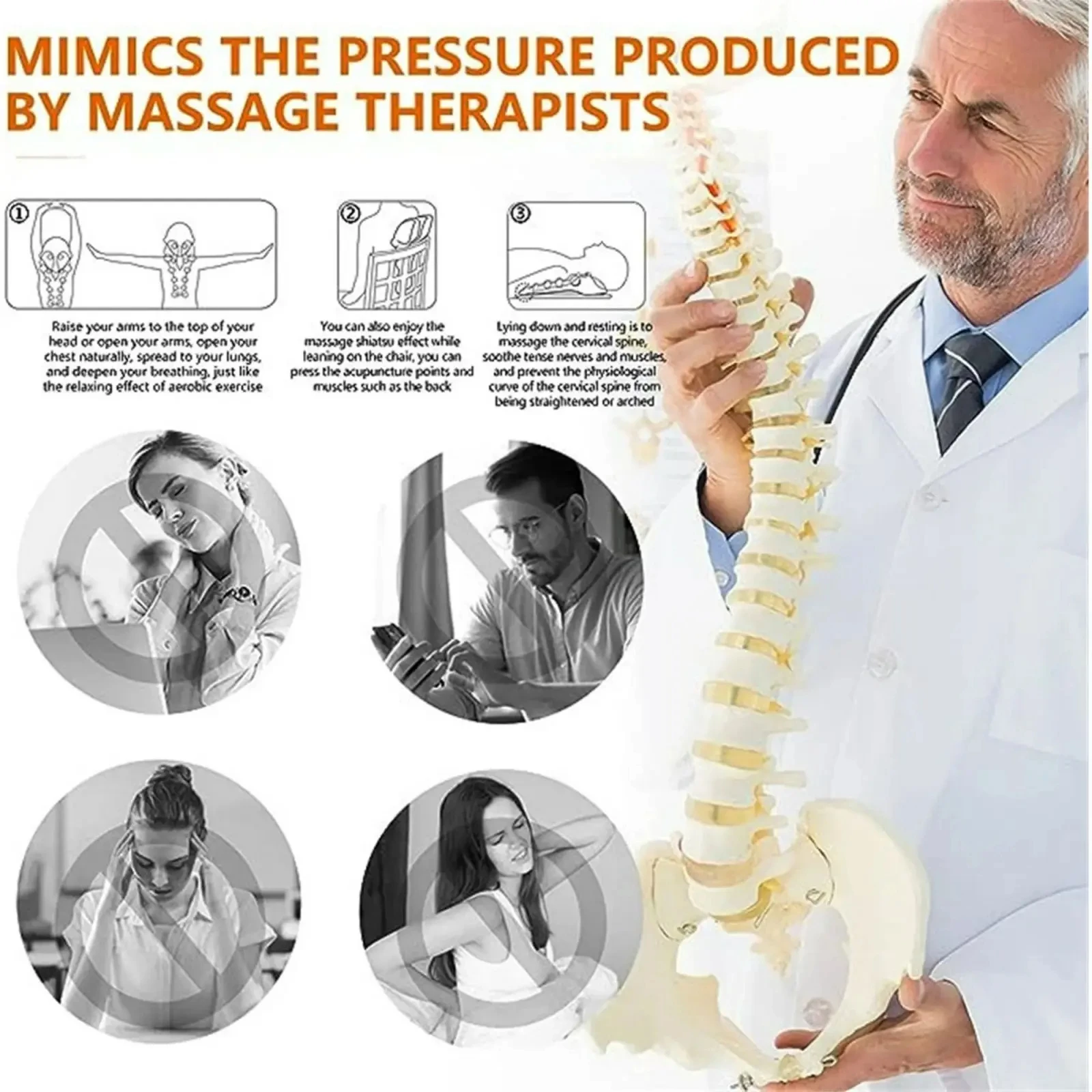 Dispositivo di trazione cervicale Massaggiatore per barella per collo per barella per spalle, strumento per massaggiatore punto trigger, dispositivo di supporto per il collo