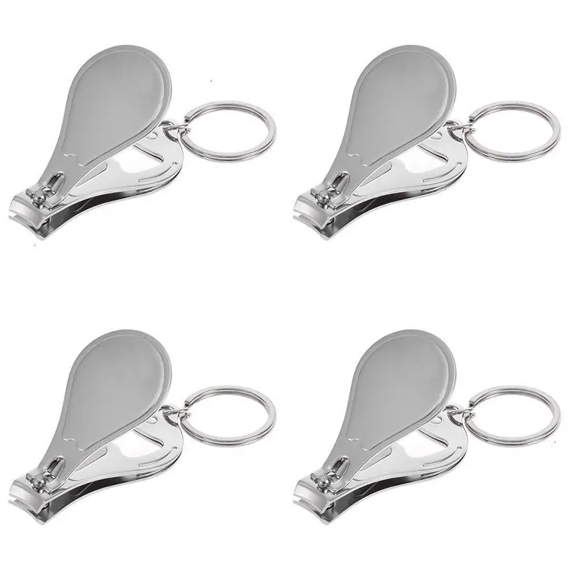 60Pcs Metal 3 in 1 Nail Clipper Keychains Nail Cutter Bottle Opener Keyrings