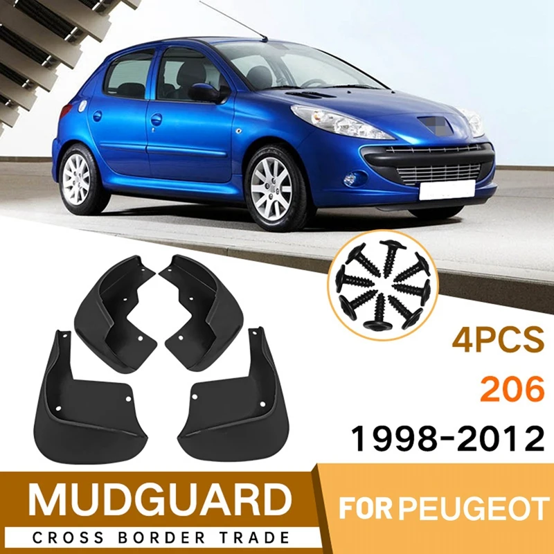 

Car Mudflaps For Peugeot 206 1998-2012 Mudguards Fender Flap Splash Guards Cover Mud Car Wheel Accessories