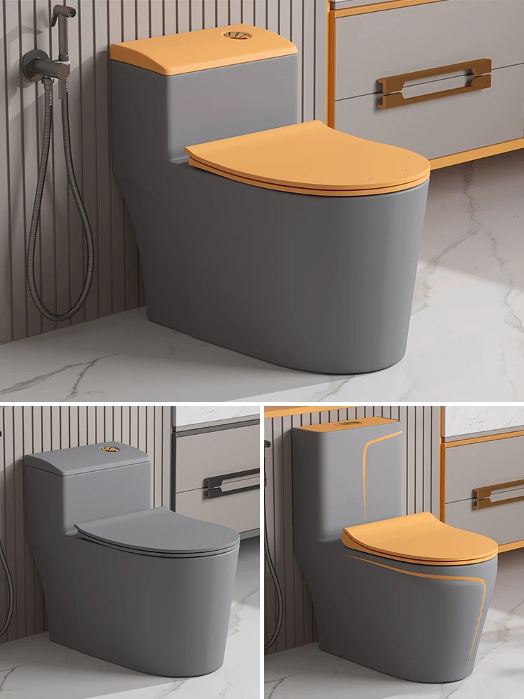 Light Luxury Orange Domestic Toilet Siphon Deodorant Gray Ceramic Pumping Toilet Seat Toilet