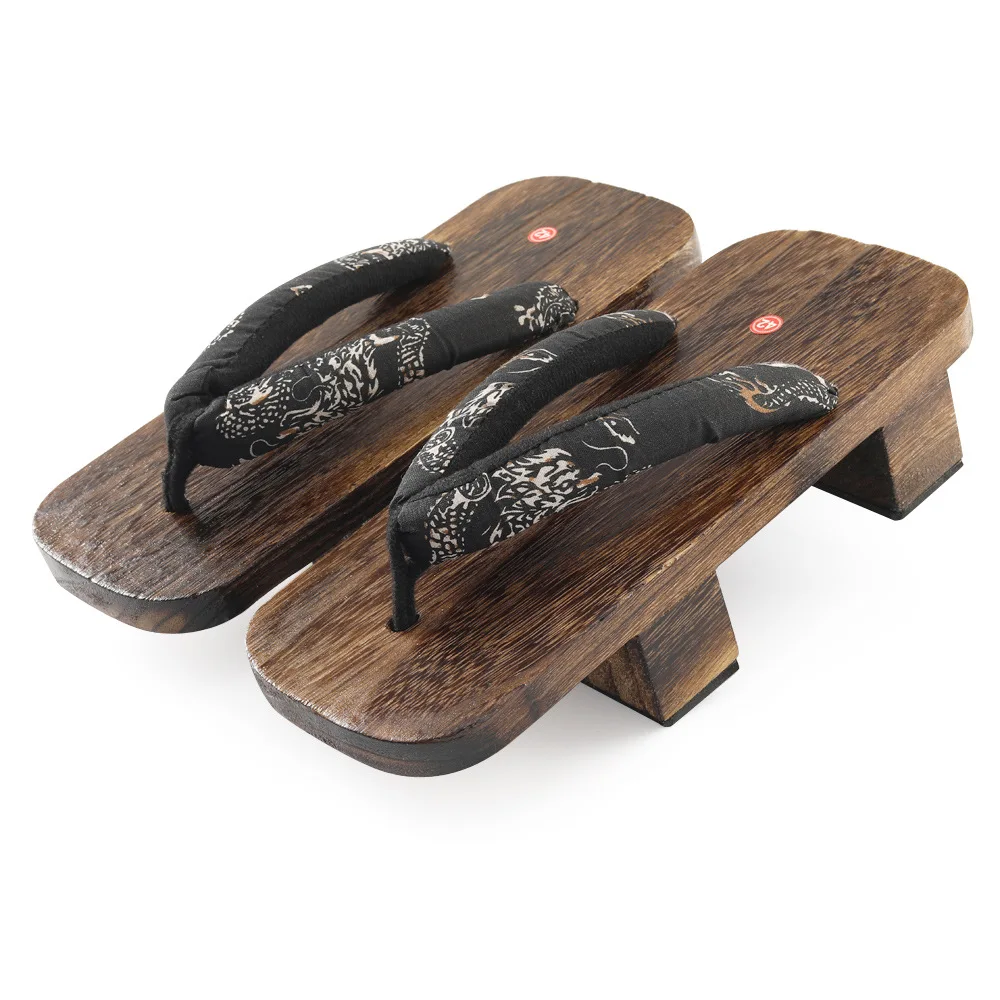 2026 Men's Japanese Geta Sandals Thick Sole Non Slip Height Increasing Wooden Flip Flops Casual Summer Indoor Outdoor Wear