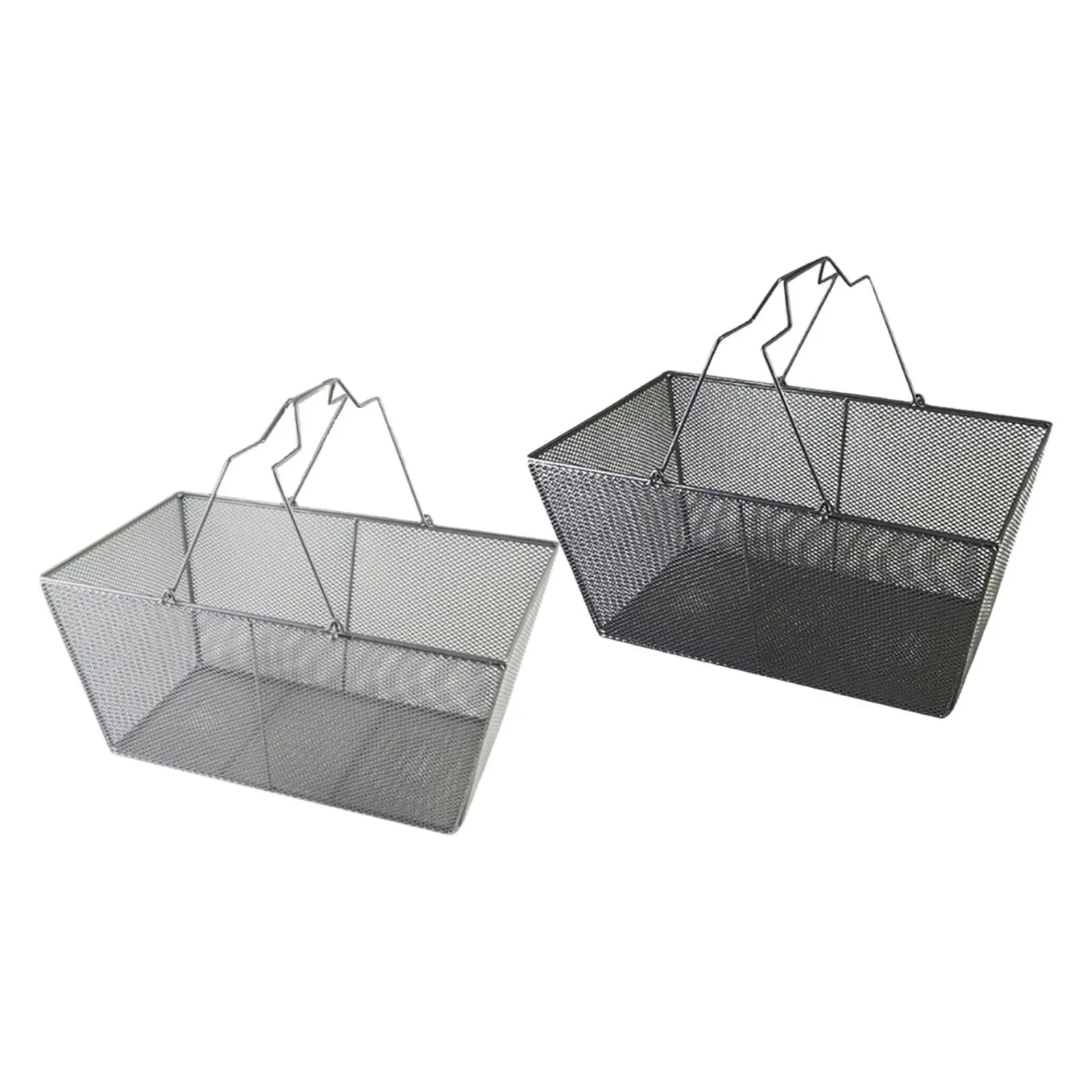 

Wire Mesh Shopping Basket Sturdy Multi Purpose Large Capacity Portable Storage Organizer for Retail Home Fruit Grocery Stores
