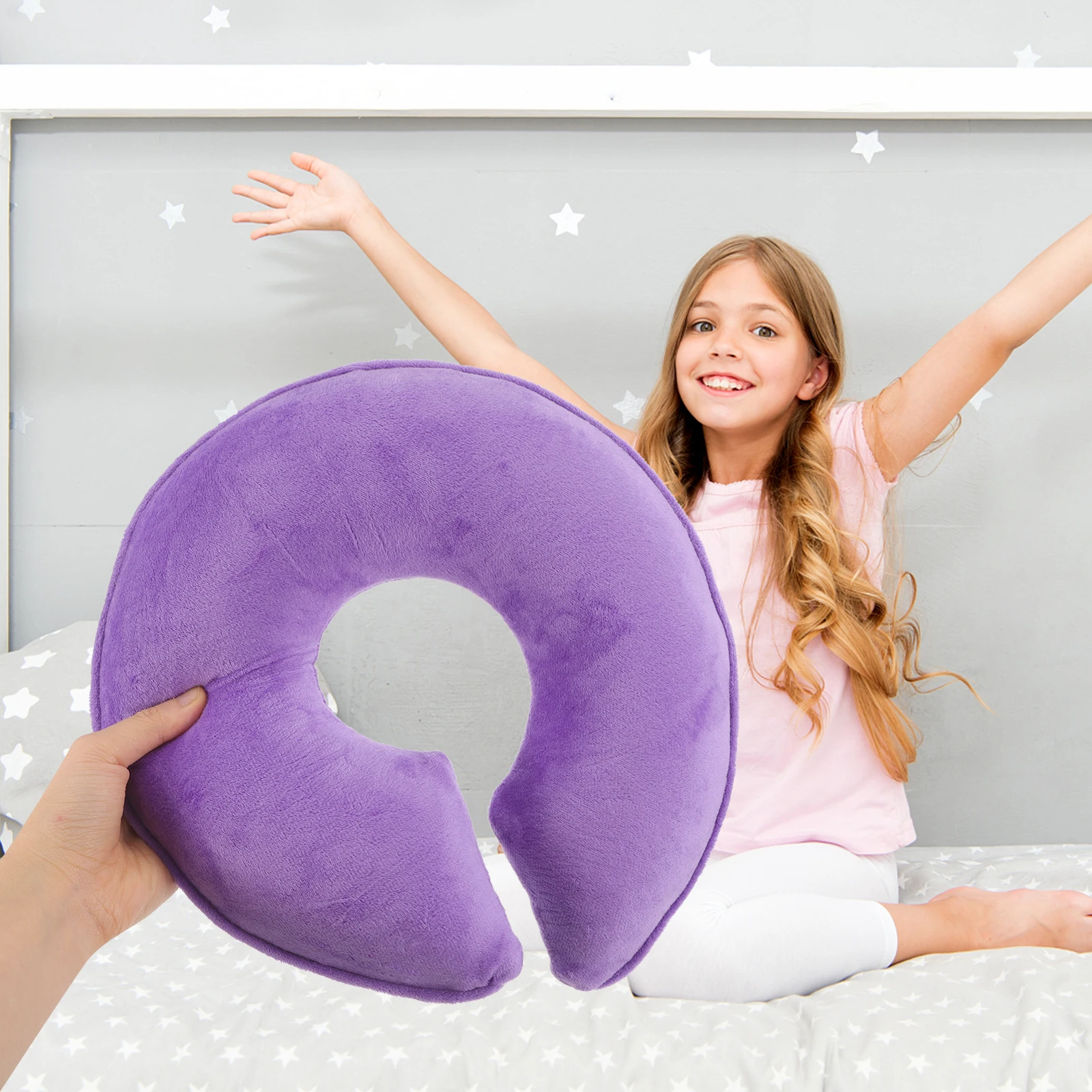 

Memory Foam Beauty Salon Sleeping Pillow Shape Neck Support U Shape Neck Pillow Travel Car Airplane Office Purple