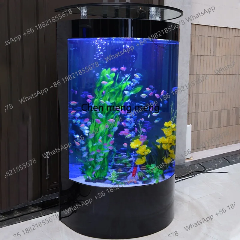 

Small water-free ecological self-circulation semi-circular cylindrical bar table glass fish tank aquarium