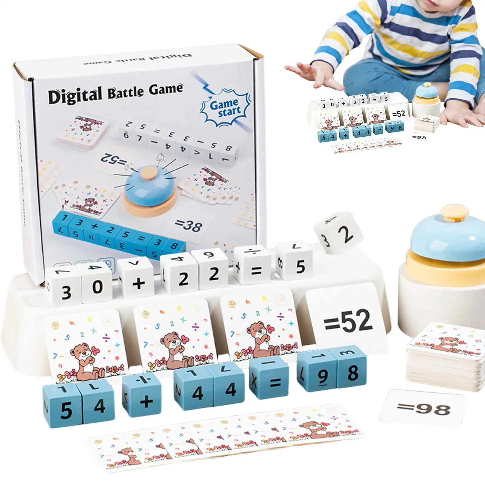 Blocs de construction de chiffres en bois, jouets d'apprentissage interactifs, ensemble de blocs de manipulation des mathématiques pour enfants garçons, maison voyage salle de classe