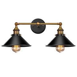 Lâmpada de luz de parede industrial e27 sconce de parede vintage iluminação interior loft luzes de cabeça dupla para quarto de cabeceira sala de estar