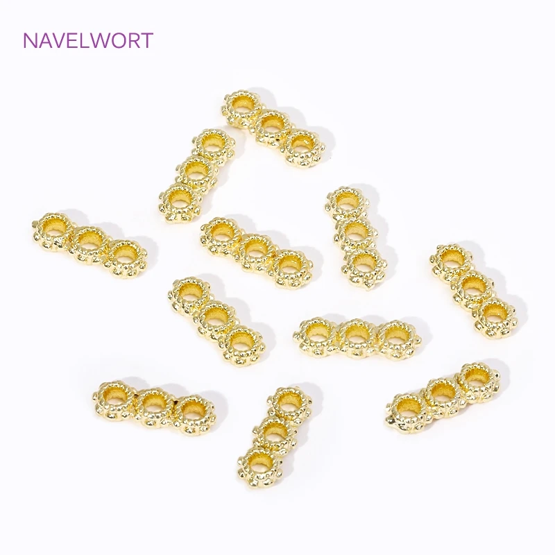 18K Gold Plated 3 Hole Snowflake Shape Separators Multistrand Spacer Bar Connector For Beadwork Jewelry Making DIY Accessories