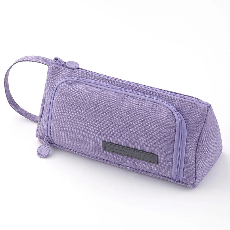 Estuches de lápices de lavanda, papelería coreana, bolsa de bolígrafo de color sólido púrpura, suministros escolares, bolsa de regla de almacenamiento de regalo, soporte con cremallera Organi