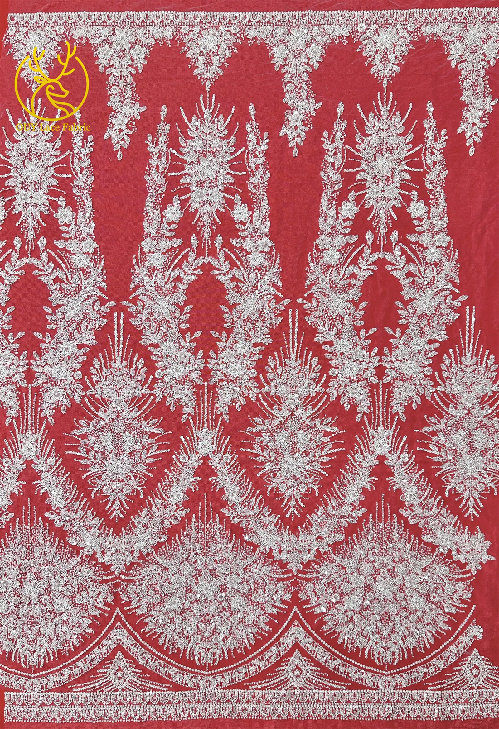 Eleganter und wunderschöner afrikanischer Perlen-Spitzenstoff 2026 Hochwertiger französischer Pailletten-Spitzenstoff für Damen-Abendkleider – Detail 11