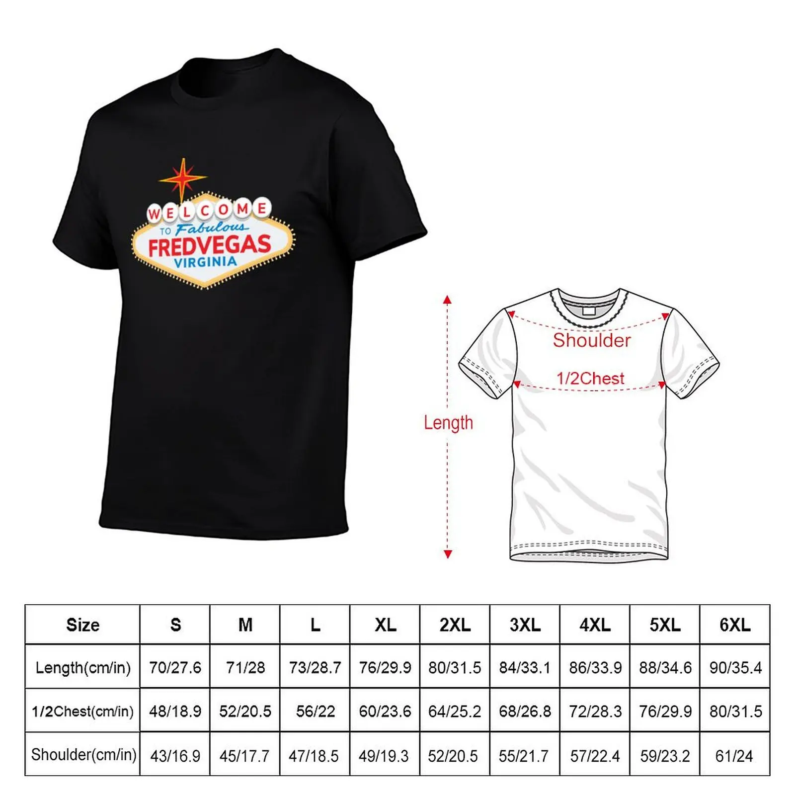 Fredvegas (Fredericksburg, Virginia) T-Shirt Casual Fashion Short Sleeve Cotton T-Shirt