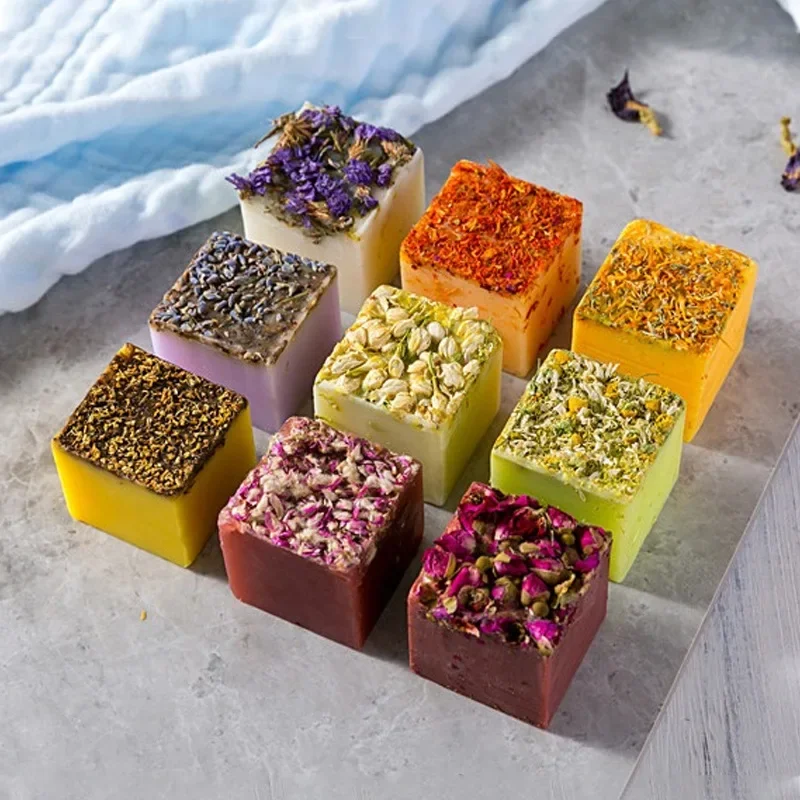 Dry Flower Essential Oil Soap Face Hand Nourishing Skin Care Cleansing Handmade Bath Soap Natural Herbal Soap