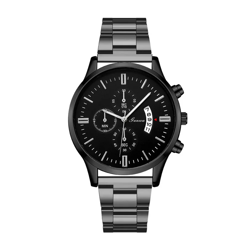 Men's Stainless Steel Quartz Watch Classic Calendar Male Business Wristwatch Daily Work Male Fashion Wristwatch Boy Gifts