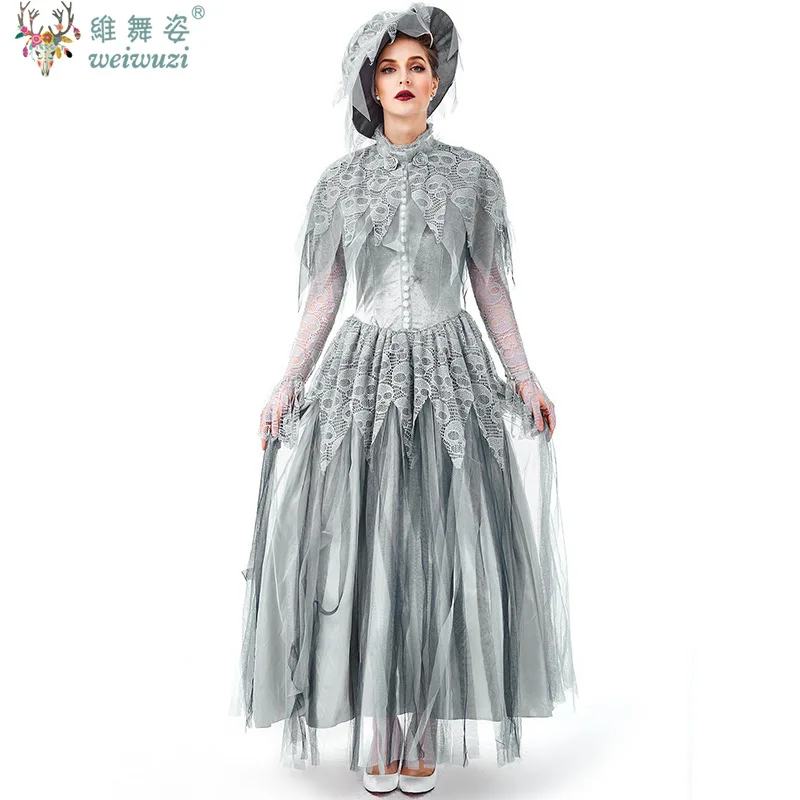 

Deluxe Halloween Roleplay Costume Adult Women Ghost Bride Skeleton Spooky Costume Purim Adult Grave Zombie Cosplay Fancy Dress