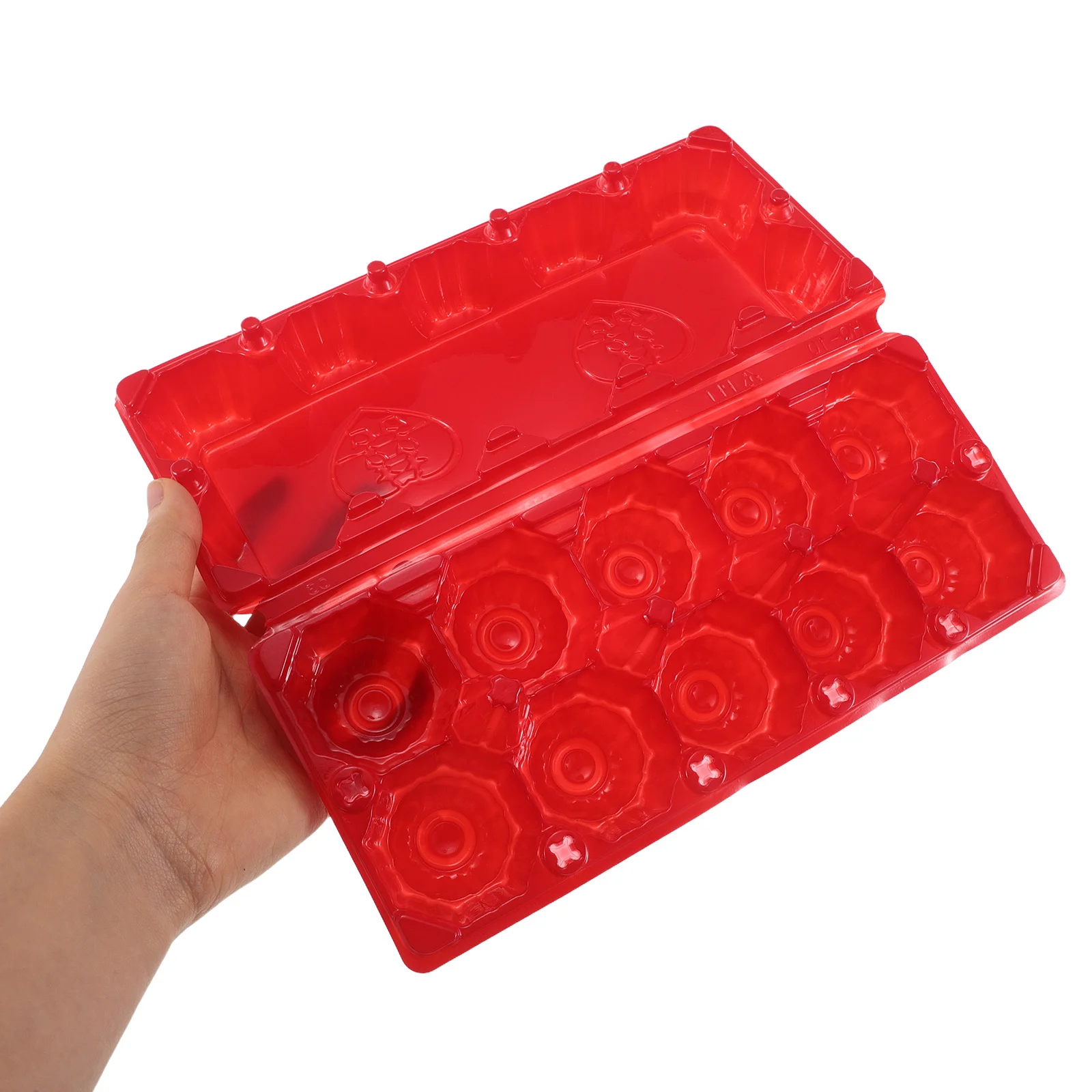 

30Pcs Red Xi Egg Organizer Reusable Plastic Stackable Tray for Refrigerator Wedding Baby Full Month Party Chicken Egg Holder