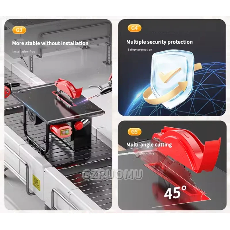 

8 Inches Brushless Woodworking Table Saw Multifunctional Cutting Machine Aluminum Miter Saw Household Chainsaw Woodworking Saw