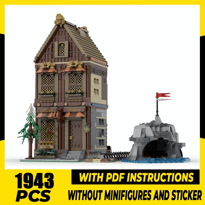 Street View Model Moc Building Blocks Viking Shop Model Technology Modular Brick DIY Assembly Construction Toy Holiday Gifts