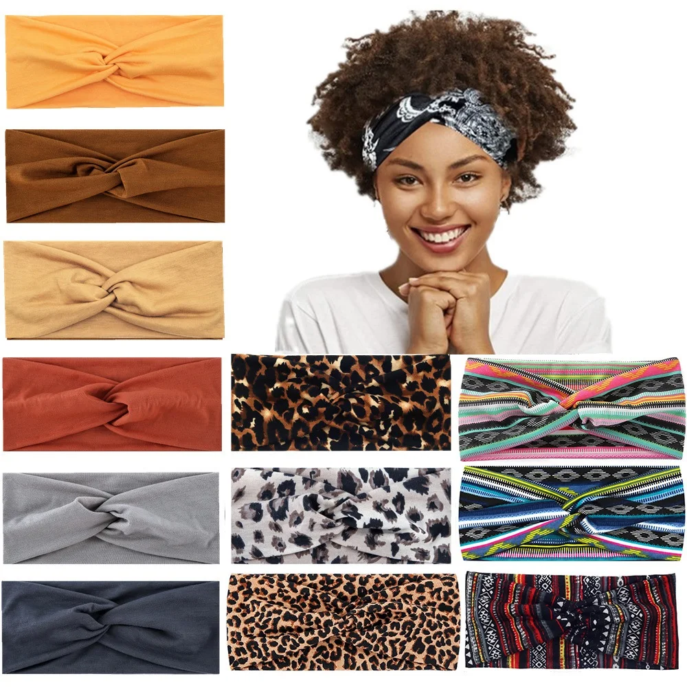 Yoga-Übungsstirnband aus Polyester/Baumwolle mit weicher Vorderseite, gedreht, elastisch, bedruckt – Detail 1