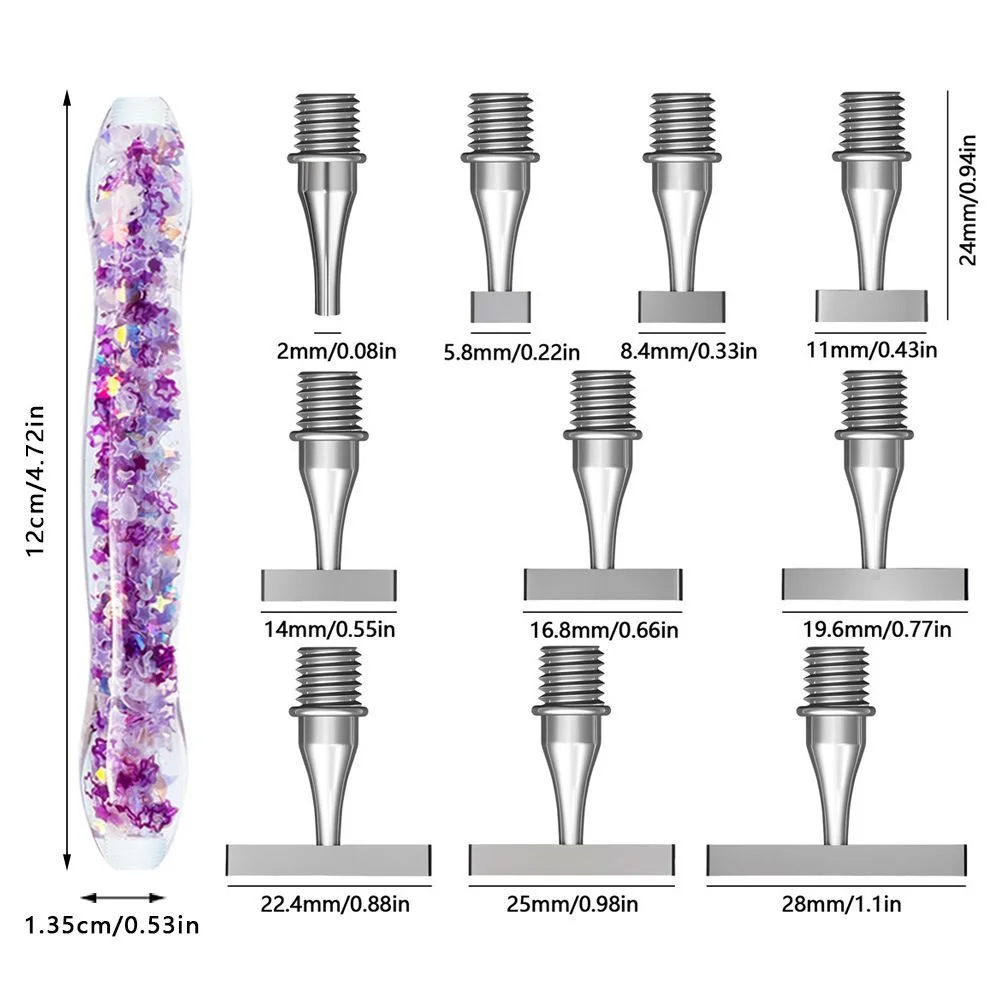 Shiny Luminous Diamond Painting Pen Threaded Point Drill Pen 12/15 Head Metal Screw Thread Pen Tips Tool Accessories