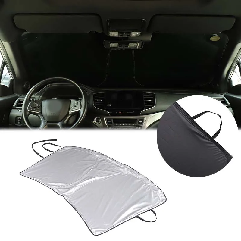 For Honda Pilot 2016-2022 1Pc External Windshield Sun Shade Frost Cover Memory Steel Wire Tie-Down Installation