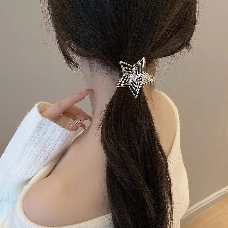 

1 Pcs Fashin Geometric Full Diamond Hollow Pentagram Hair Claws For Women Girls Party Hair Accessories