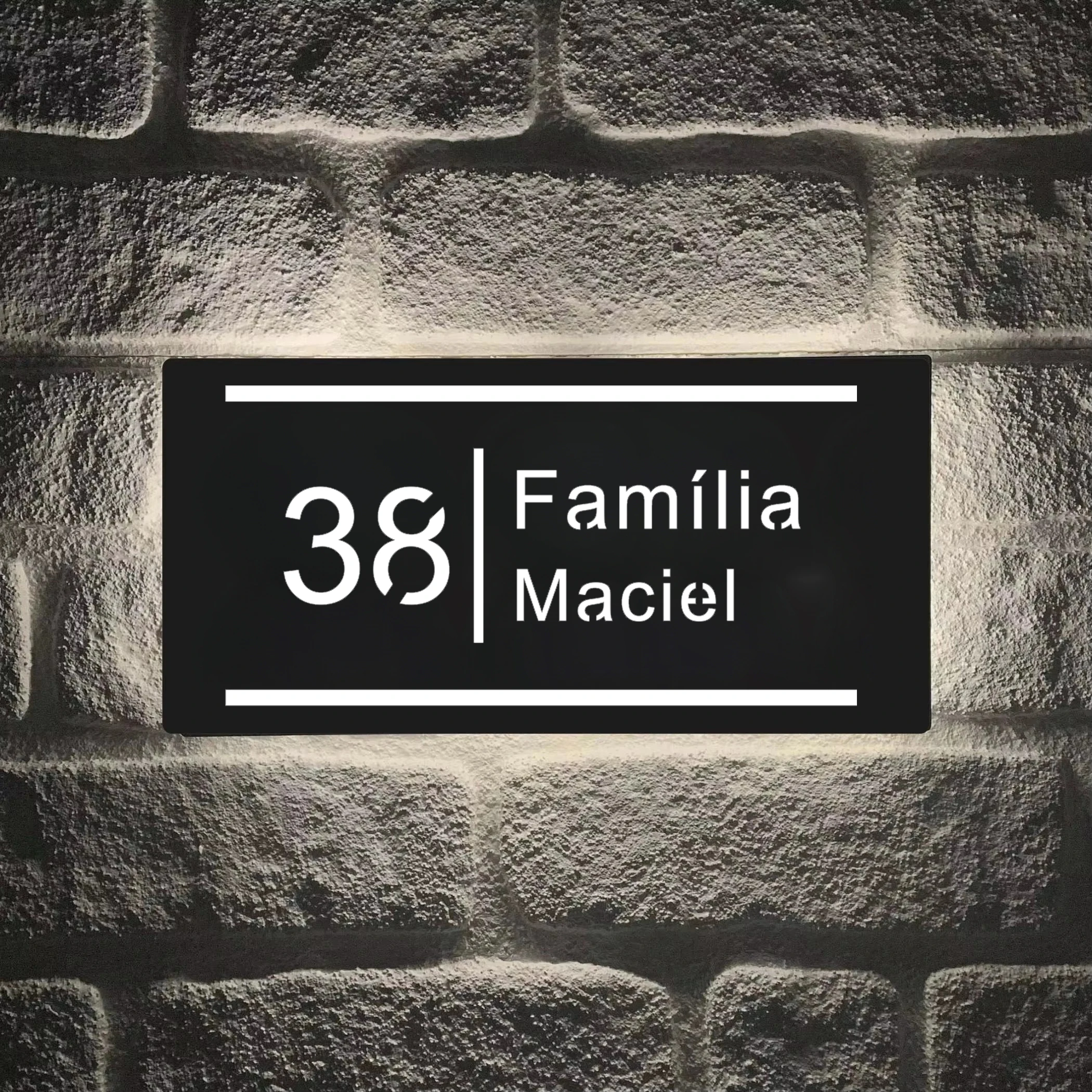 Numero civico moderno personalizzato 3D LED Informazioni sull'indirizzo civico Targa luminosa Decorazione da parete artistica per esterni