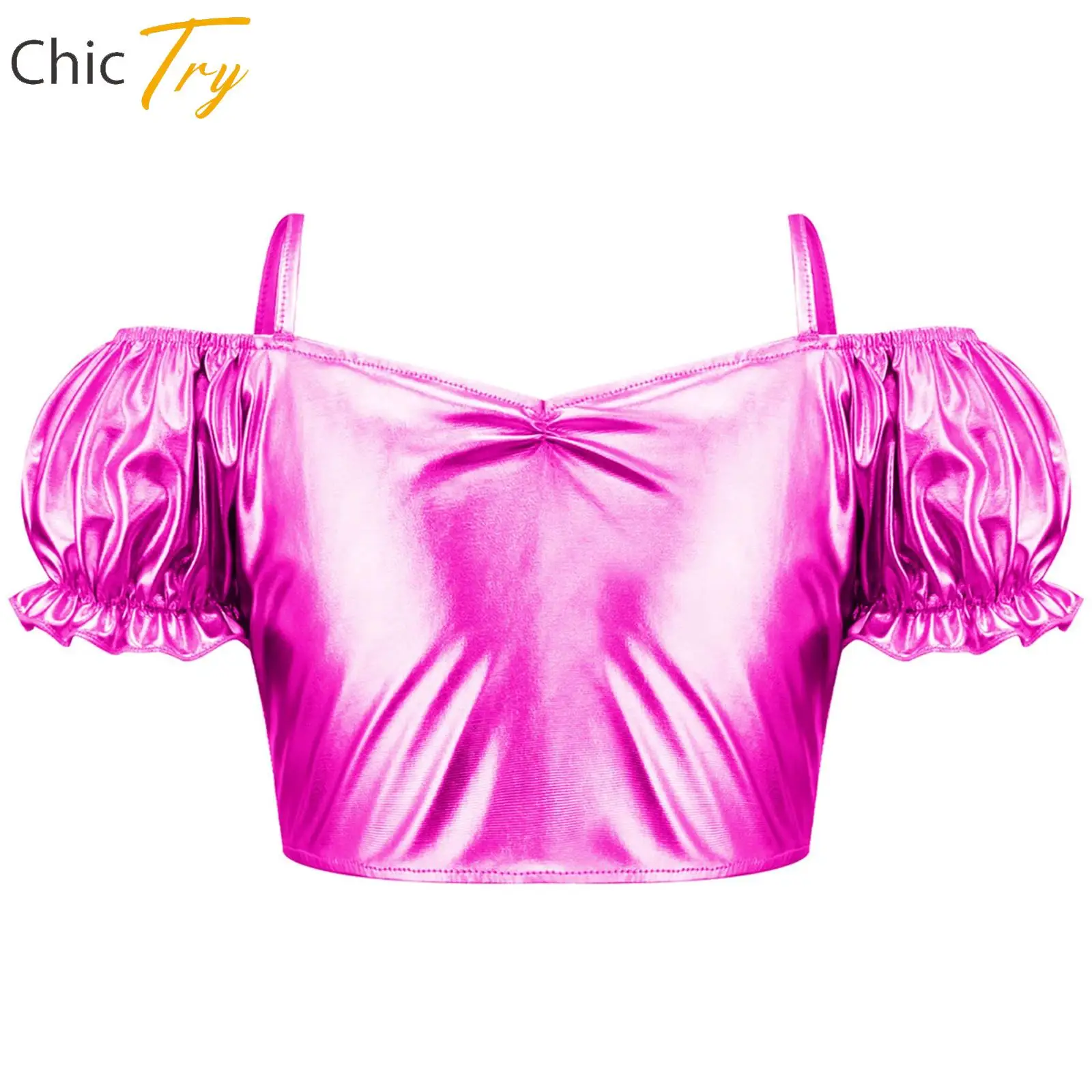 

Girls Hip Hop Dance Costume Modern Jazz Street Performance Dancewear Off Shoulder Spaghetti Straps Camisole Child Party Costumes