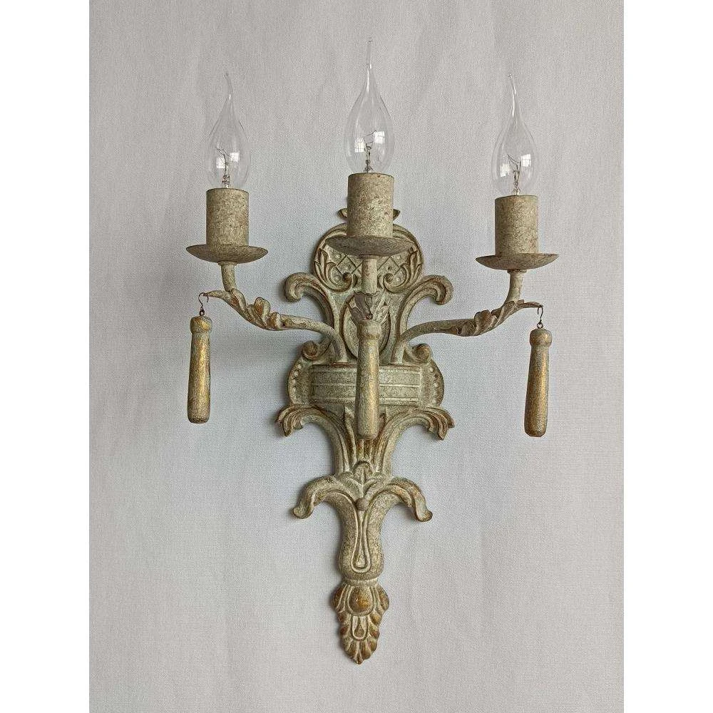 Vintage white wall lights with wooden beads for living room Antique gold crystal beads wall sconce lights for bedroom bedside