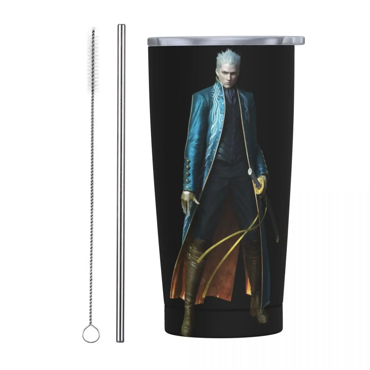 Vergil From The Devil May Cry Series Stainless Steel Tumbler Vacuum Insulated Mugs Thermal Cold Cup Straw With Lid 20oz