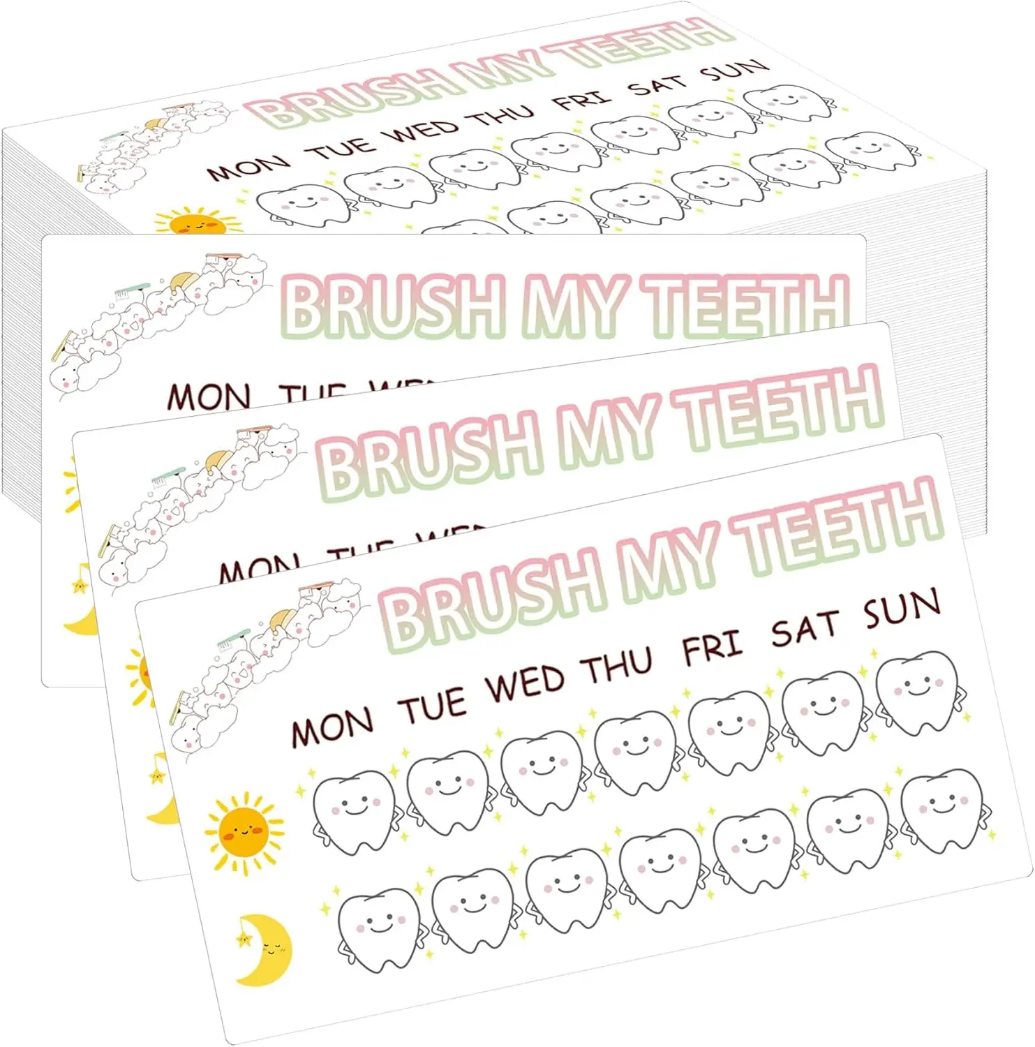 

Карточки Brush My Teeth Reward, 50 шт., обучающие карточки для чистки зубов, еженедельная таблица для чистки зубов, трекер, отделка поведения, Incent