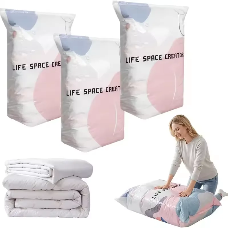 3 STKS 3D Vacuüm Opbergzakken Vacuüm Compressiezak Ruimtebesparende Pomploze Vacuüm Opbergzakken Waterdichte Herbruikbare Organizer