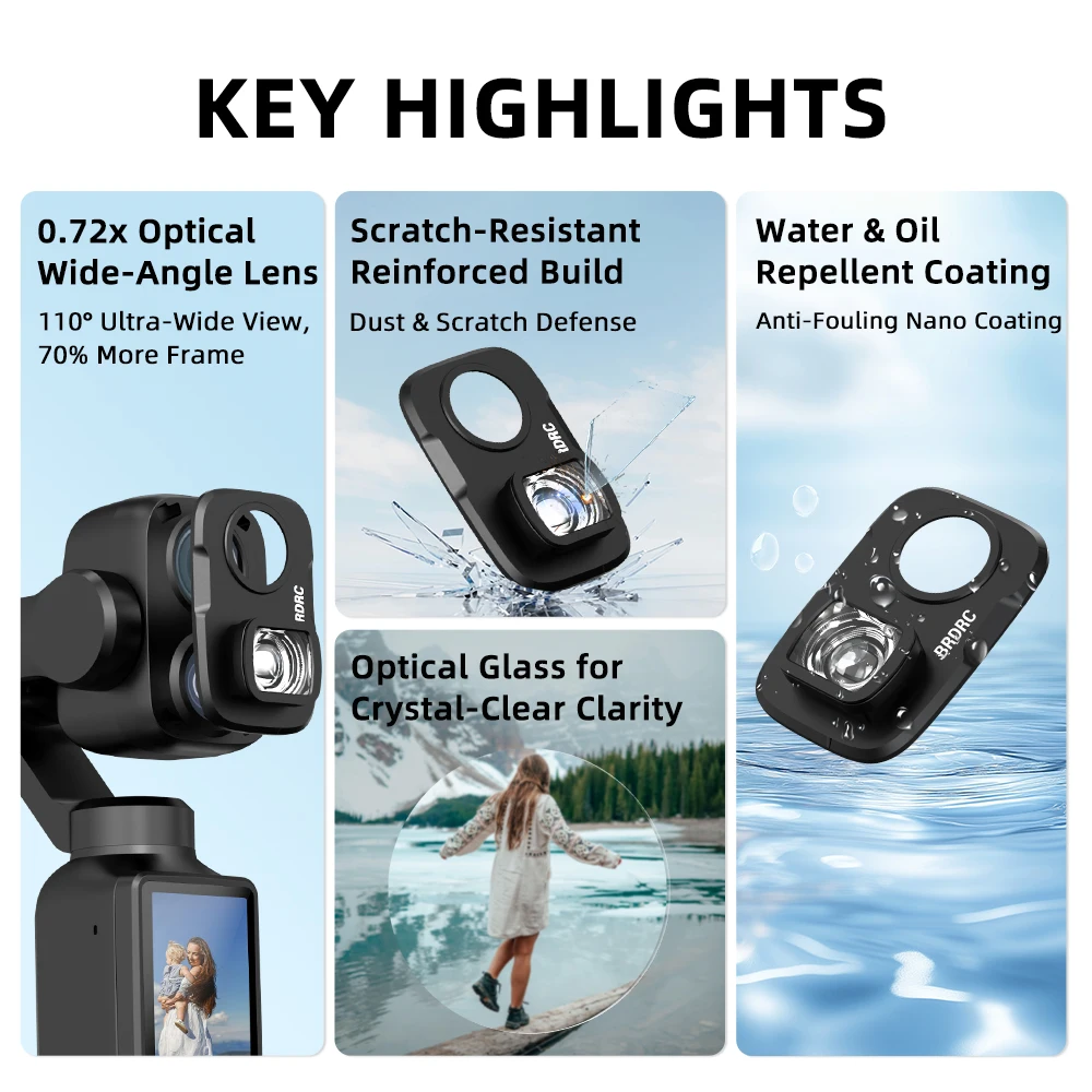 Ultra-Weitwinkel-Objektivfilter für DJI OSMO POCKET 4 Pro 0,72X Optisches Glasobjektiv 110 Grad Weitwinkel-Sichtfeld Kratzfest POCKET 4P Zubehör – Detail 1