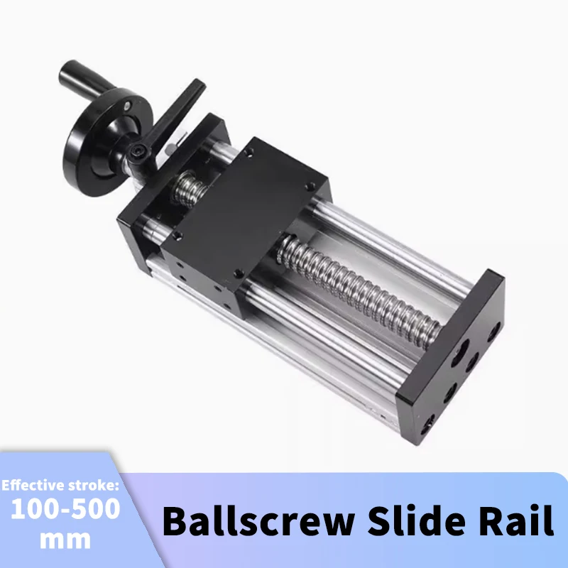 Linear Guide Manual Sliding Table 100-500MM Stroke Ballscrew SFU1204 Handwheel Double Optical Axis CNC Table Saw 3D Printer XY