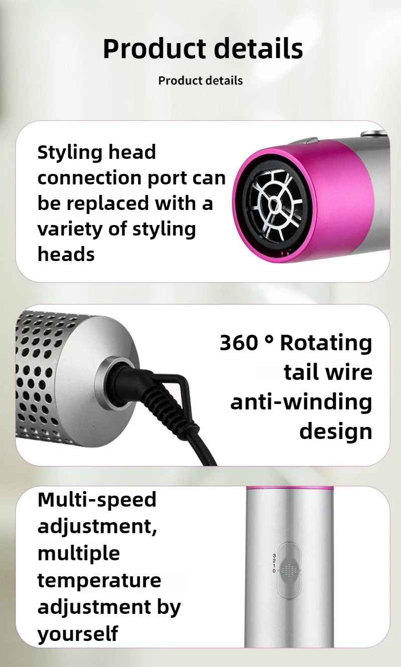 1000W High-power 5-in-1 Hair Dryer Multi-functional Hair Cutting Tool Dual-purpose Automatic Curling Iron Negative Ions Dryers