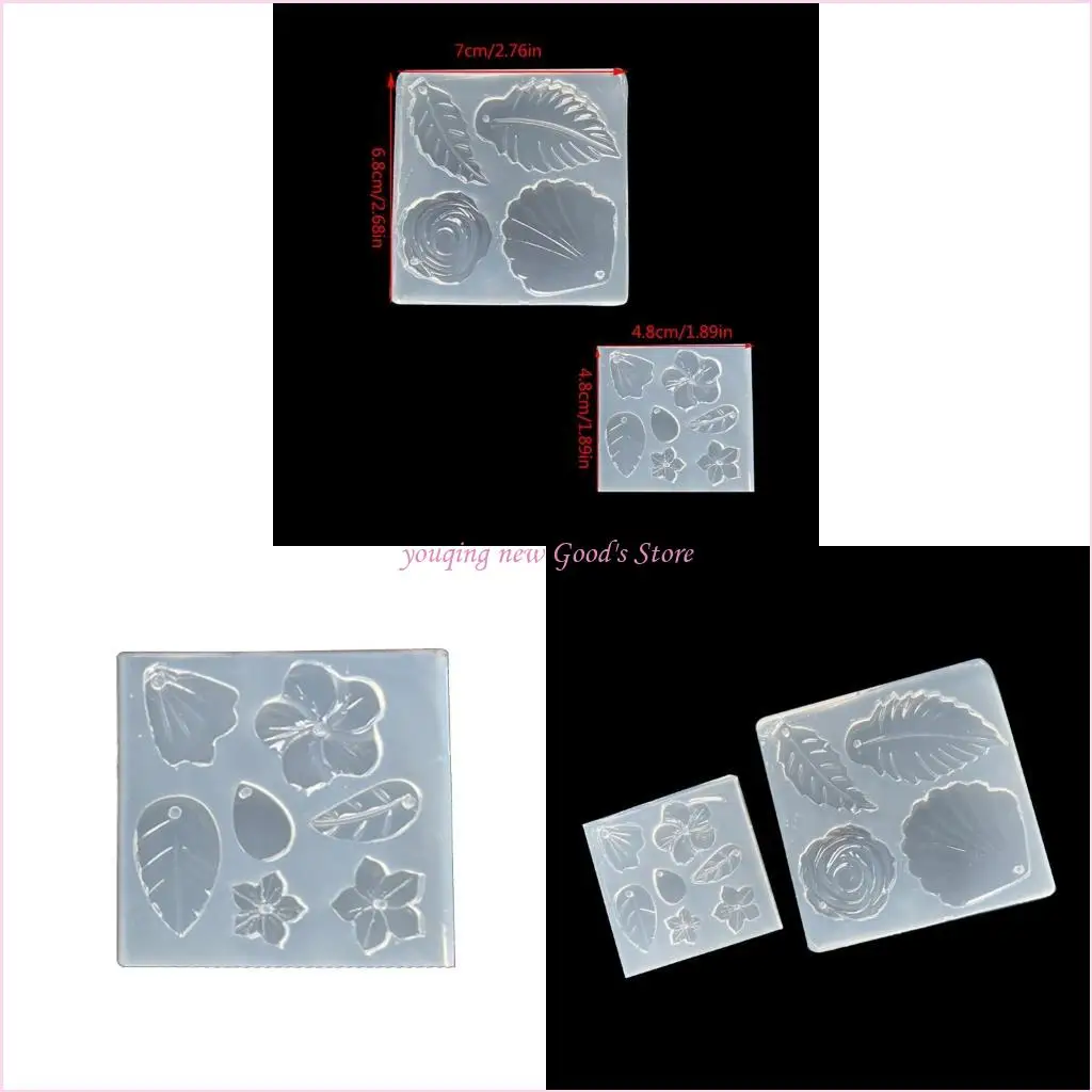 

57QA Flower Leaves Earrings Epoxy Resin Mold DIY Crafts Necklace Keychain Casting Tool Jewelry Pendant Silicone Mould