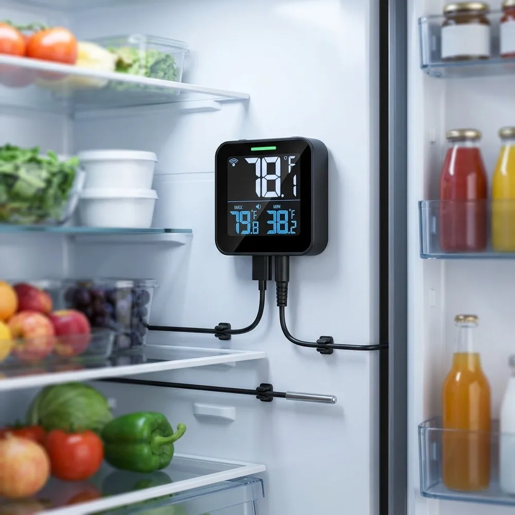 Digital WiFi Thermometer For Refrigerator With Large LCD Screen Temperature Humidity Sensor Monitor For Kitchen Tank