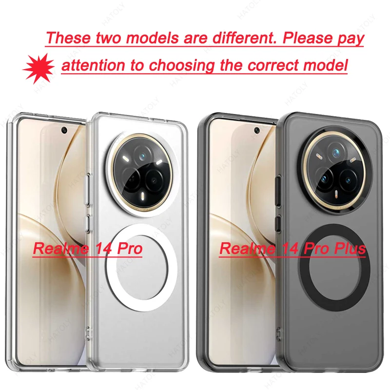 Магнитный матовый чехол для телефона Realme 14 Pro с беспроводной зарядкой Magsafe для Realme 14 Pro Plus чехол Funda Задняя крышка