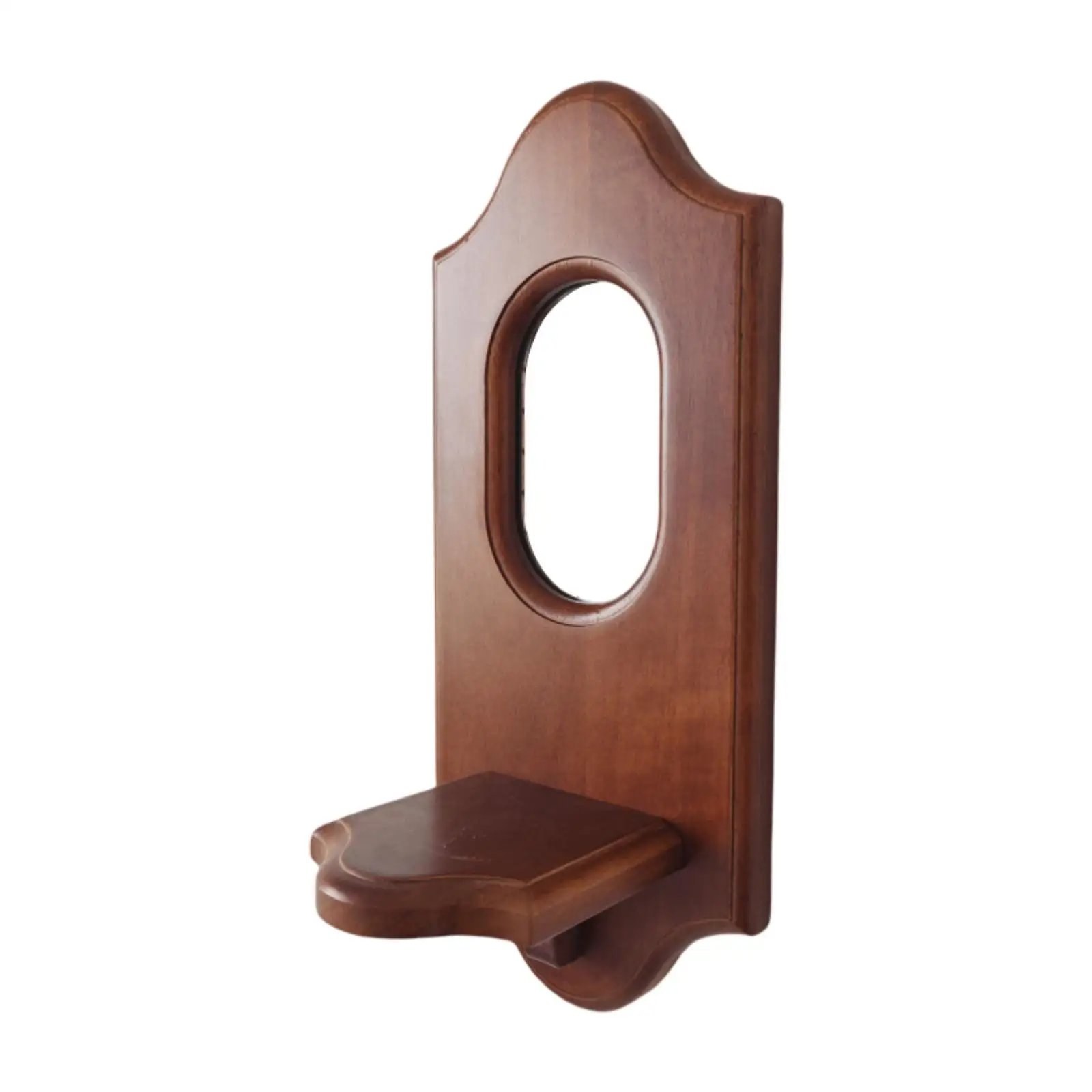 Ancient Wall Decoration Mirror Wall Hanging Versatile Cosmetic Mirror Wood Incense Scented Candlestick Shelf for Dressing Room